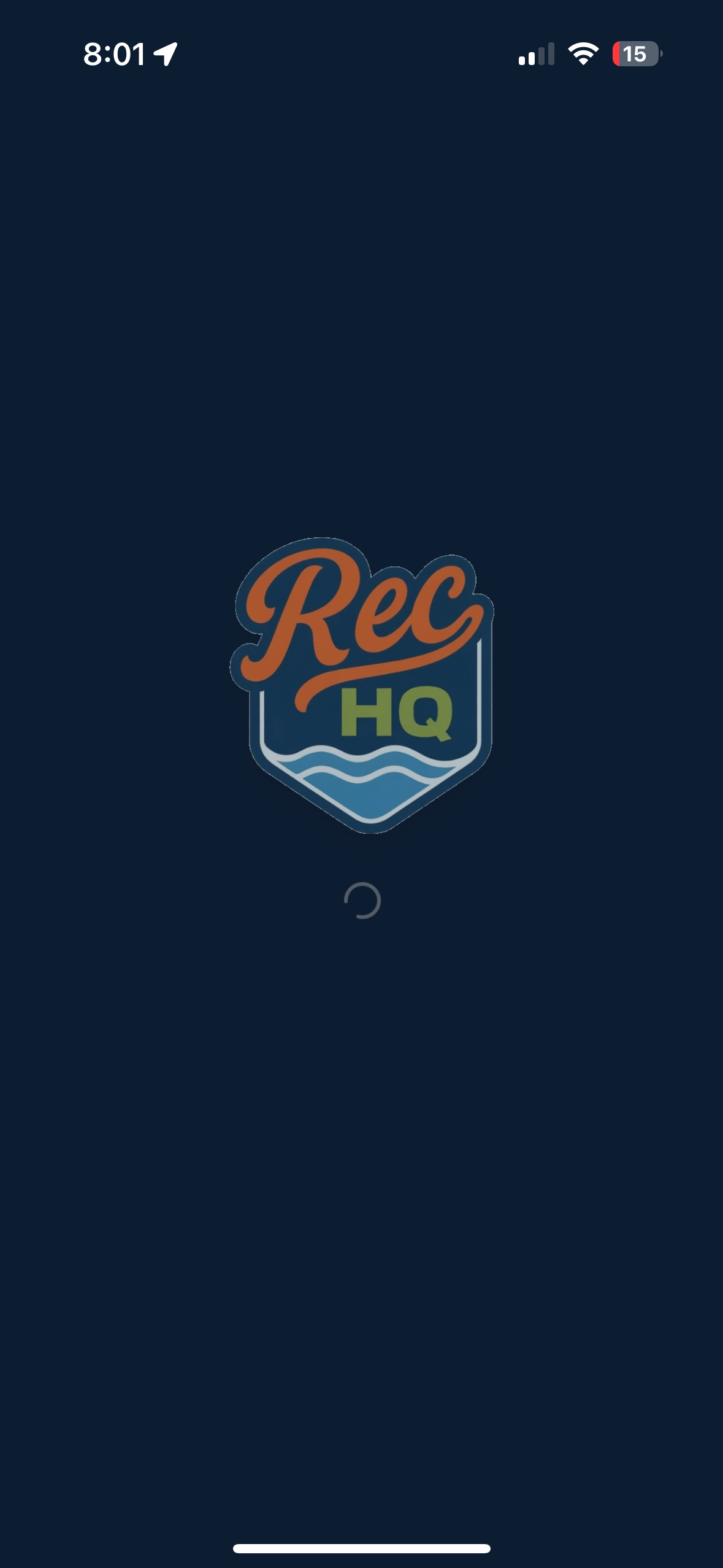 RecHQ app — Launch screen